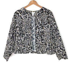 Chico's | Printed Open Front Cotton Cardigan, Sz 2